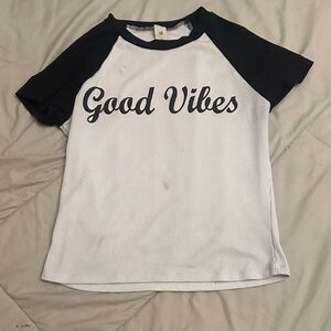 Good Vibes Kids Raglan T-Shirt - Black & White